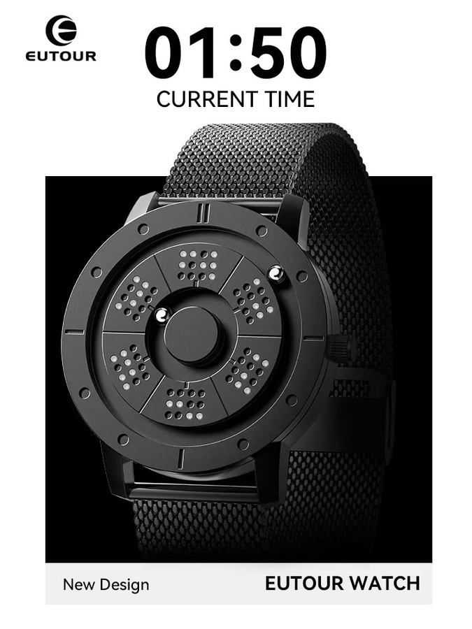 EUTOUR Armbanduhr Quarz, Edelstahl, Schwarz, Unisex - Bild 2