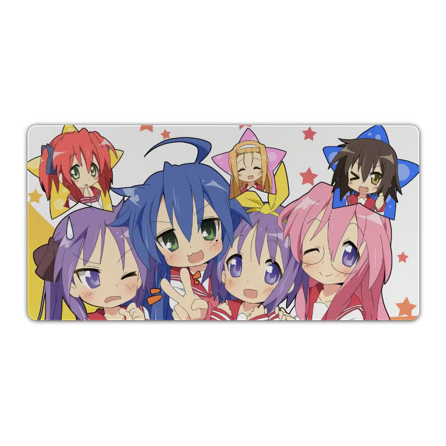 Anime L-Lucky Star Konata Izumi Mauspad XXL rutschfeste Gamer-Tastaturunterlage in Schwarz und Multicolour, B/T: 90 x 40 cm - Bild 2