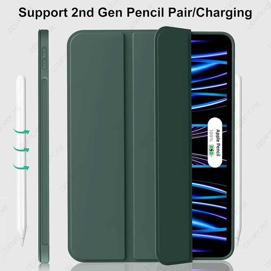 Apple iPad Pro 11 Zoll Hülle für 4./3./2. Generation (2022/2021/2020) mit Sleep/Wake Funktion, Stifthalterung für Bleistiftladung und dreifach faltbarem Stand-Softcover in Blau und Grün - Bild 5