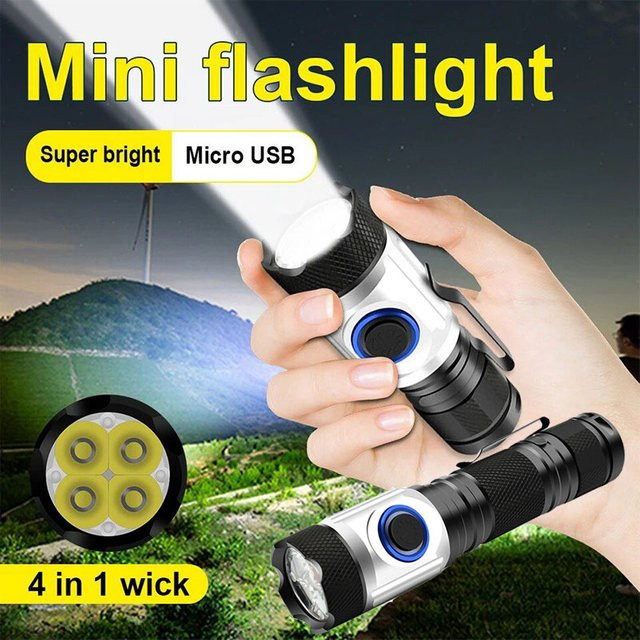 ESMARTER LED Mini Taschenlampe aus Aluminium mit 4 x XPG LEDs, wasserdichte taktische Campinglampe für 18350/18650 Batterien - Bild 1