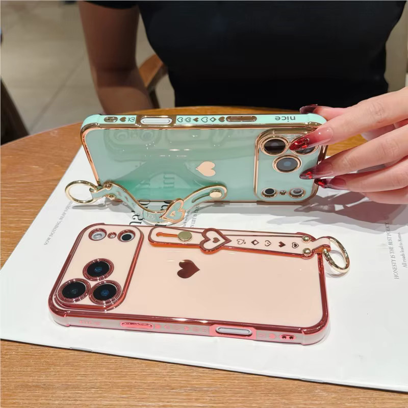 Herzförmige Handgelenkriemen-Hülle für iPhone 11 bis iPhone 17 Pro Max in Rot und Multicolour – Premium Fashion Case - Bild 4