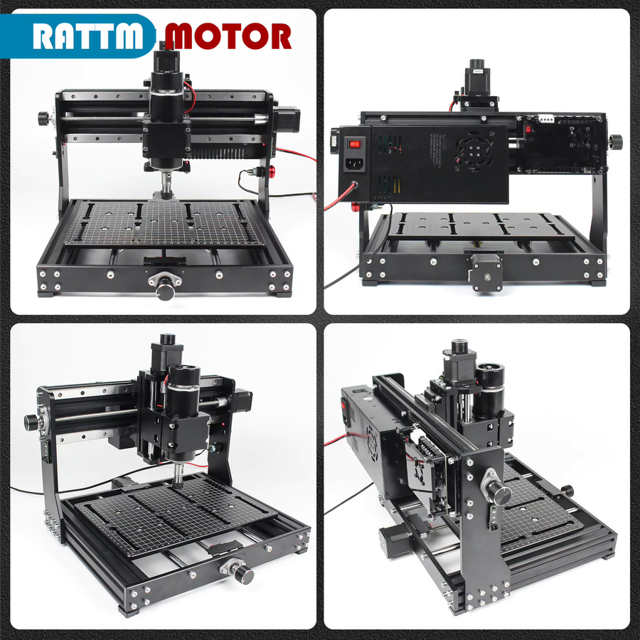 POWACE 2 in 1 CNC Fräsmaschine und Lasergraviermaschine mit 500W Leistung, 3-Achsen GRBL 3020 Plus, Schwarz, B/T/H: 46,1 x 39,1 x 35,7 cm - Bild 5