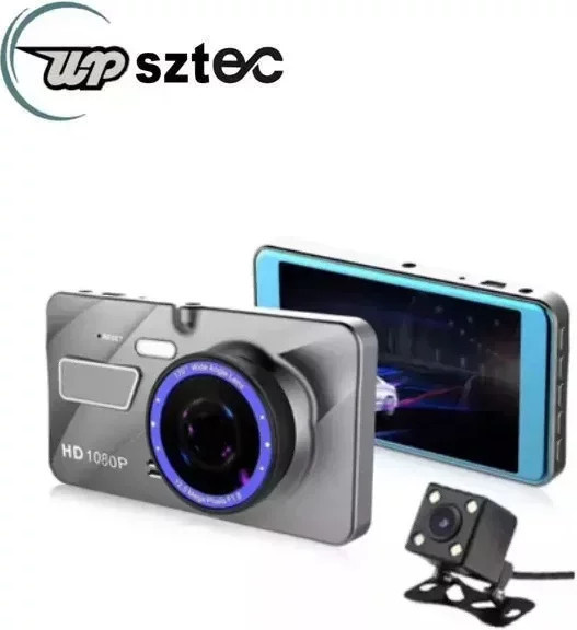 Dual-Recording Dashcam mit 4,0 Zoll HD Display, Full HD 1080P Action Camera für Vorne und Hinten, Grau - Bild 1
