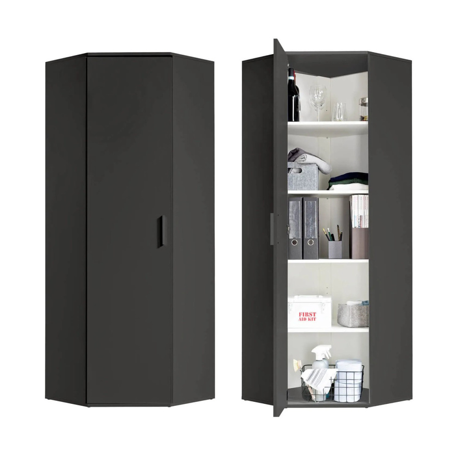 mokebo Eckschrank Anthrazit als moderner Aufbewahrungs- und Mehrzweckschrank mit mattem Finish - Bild 2