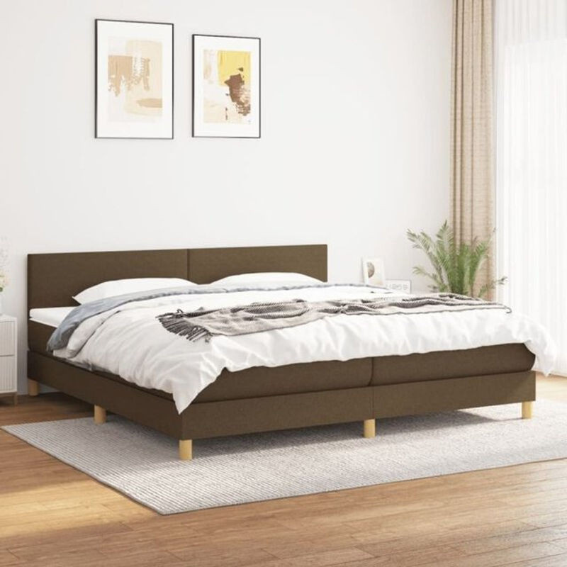 vidaxl Boxspringbett mit Matratze aus Stoff in Braun, B/T/H: 200 x 200 x 78 cm - Bild 1