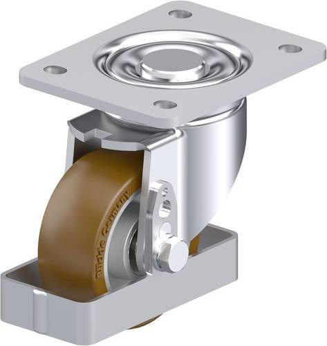 Blickle Stahlblech-Lenkrolle LH-ALB 101K-3-FS in Silber mit 100 mm Rad-Durchmesser und 400 kg Tragfähigkeit - Bild 1
