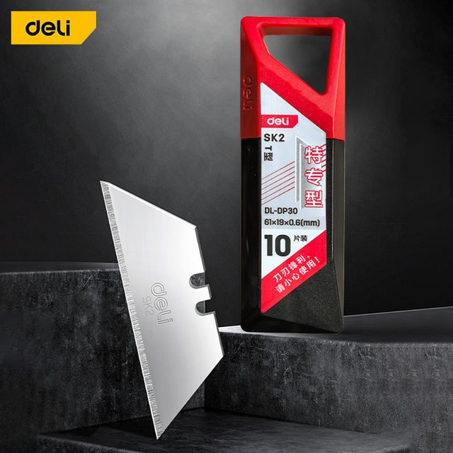 Deli Allzweckmesserklingen aus SK4 Carbon-Stahl mit Kunststoffgehäuse, 10 Stück, 18mm Snap-Off Schneidklingen - Bild 1