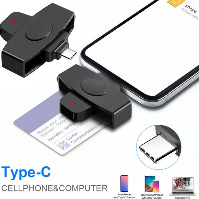ALLOET Tragbares Smart-Chip-Lesegerät für EMV-Karten in Schwarz, Externer Kartenleser für Windows zur Unterstützung von Bank- und Steuererklärungen - Bild 1