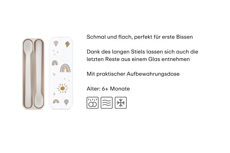 Mepal Mio Fütterlöffel Set mit kurzem Griff, 2 Stück, Flowers & Butterflies, Mehrfarbig - Bild 1