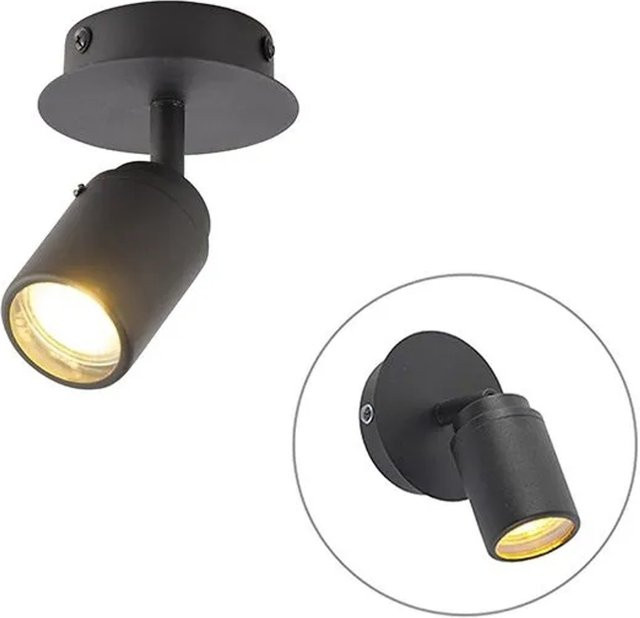 QAZQA Moderner Badstrahler Ducha in Schwarz, IP44, dimmbar, GU10 - Bild 1