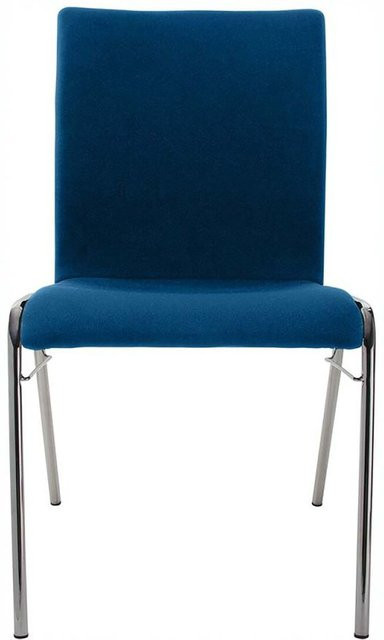 BMV Besucherstuhl A45 aus Buche mit blauem Vollpolster und verchromtem Gestell in Silber, B/T/H: 50 x 54 x 86 cm - Bild 1
