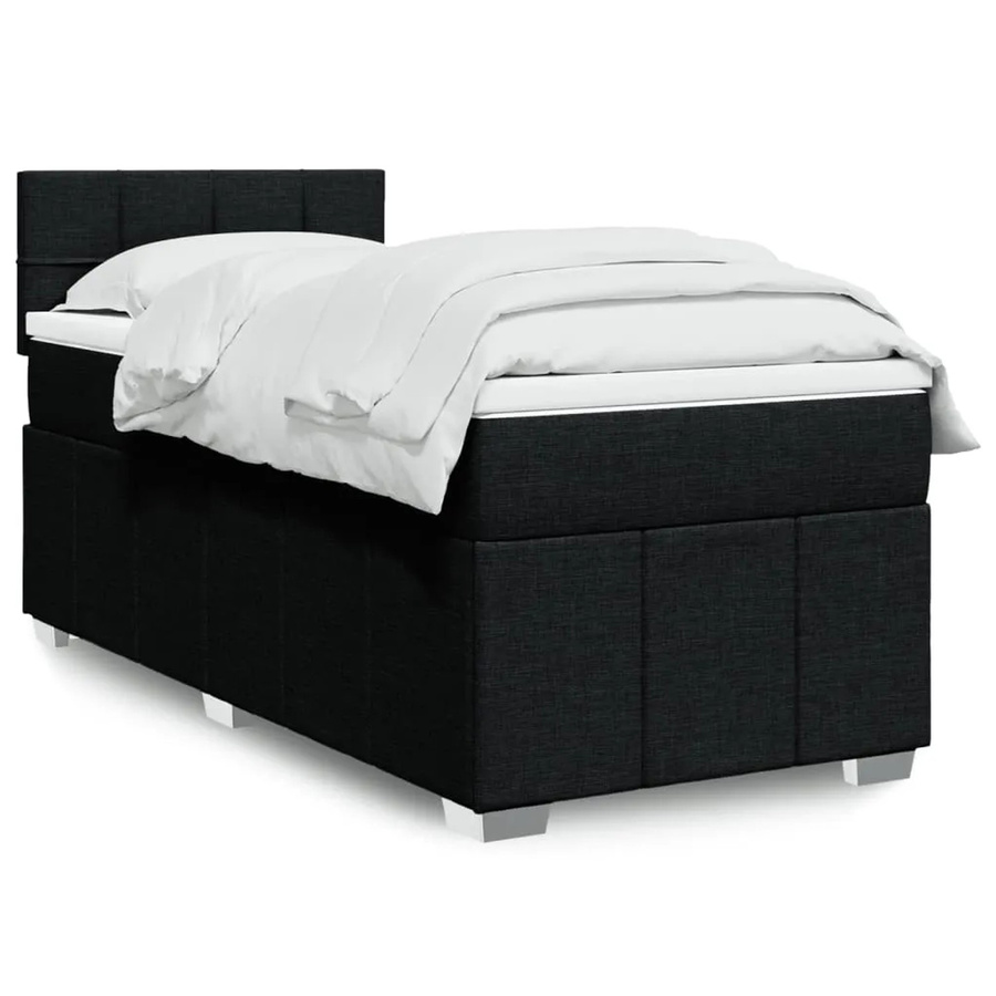 vidaXL Boxspringbett mit Matratze Schwarz aus Stoff mit USB-Ladeport und Unterbettbeleuchtung B/T/H: 80 x 200 x 100,5 cm - Bild 2