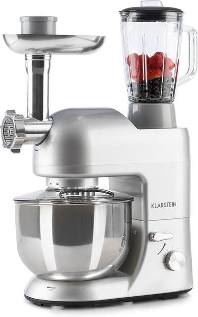 Klarstein Lucia Küchenmaschine 3-in-1 mit 1800 W, 5 l Edelstahlbehälter, Grau - Bild 1
