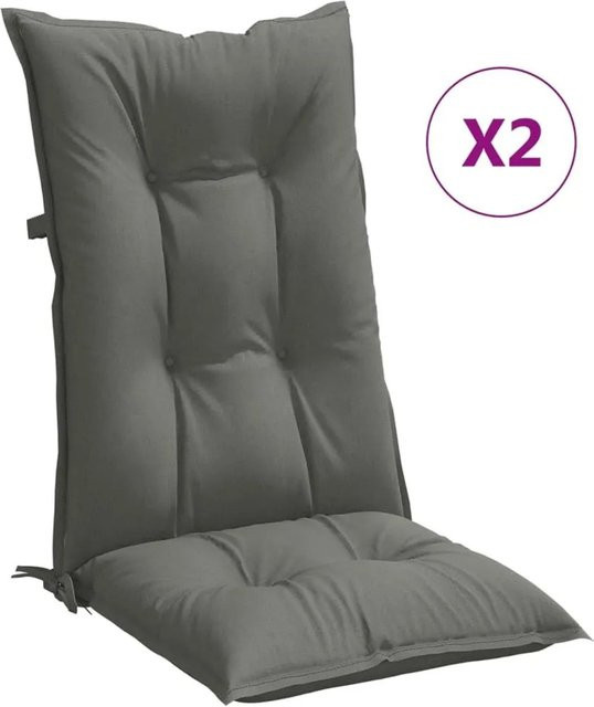vidaXL Hochlehner-Auflagen 2er-Set Melange Dunkelgrau aus Polyester, B/H/T: 120 x 50 x 7 cm - Bild 1