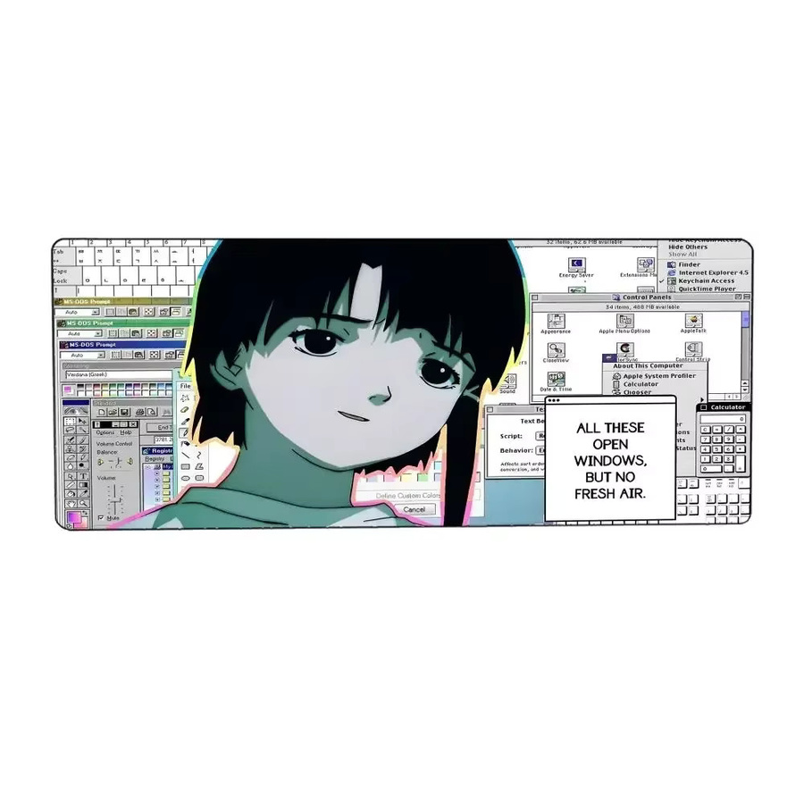 LockEdge Gaming-Mauspad Serial Experiments Lain Cyberpunk Anime Design, groß, schwarz/mehrfarbig - Bild 5