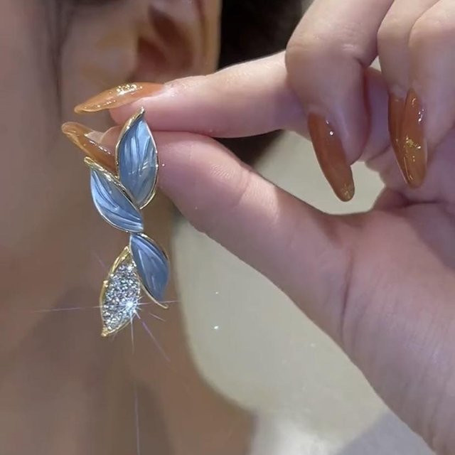 YIRAN Jewelry Hängeohrring, Kupfer, Blau, Weiß, Kristall, Damen - Bild 1