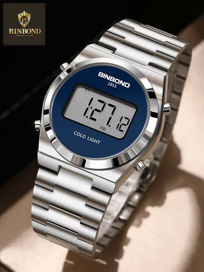BINBOND Digitaluhr, Edelstahl, Silber, Herren - Bild 7