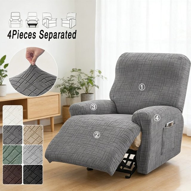 WANERQU Jacquard-Sesselbezug für 1-Sitzer in Grau, elastischer und schmutzabweisender Sofaschutz im skandinavischen Design - Bild 1