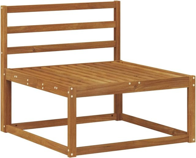 vidaXL Outdoor Mittelsofa aus Akazienholz in Natur mit modernem Latten-Design, B/T/H: 79 x 83 x 73 cm - Bild 1