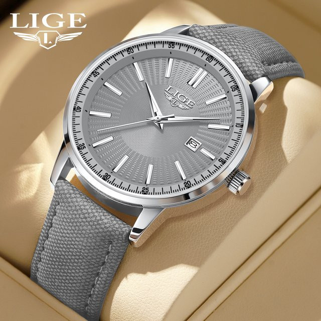 LIGE Armbanduhr, Chronograph, Quarz, Leder, Herren, orange - Bild 1