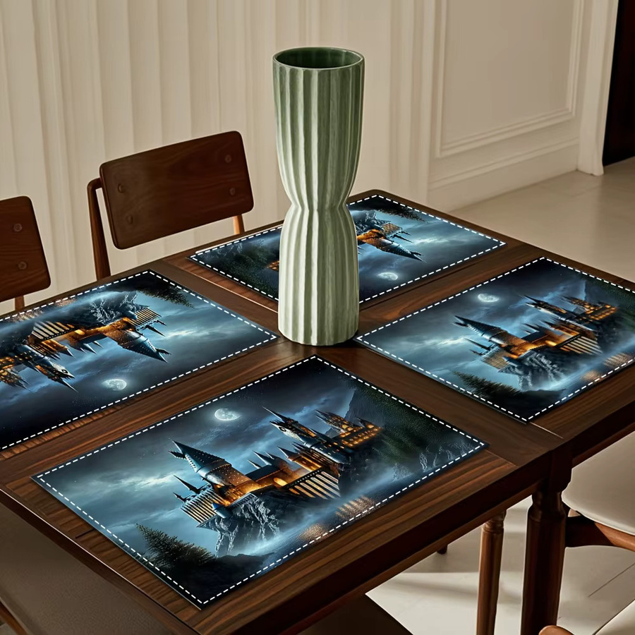 VIKAMA 4er Set Matte Tischsets Mondlicht Blau für romantische Abendessen im Restaurant oder zu Hause - Bild 2