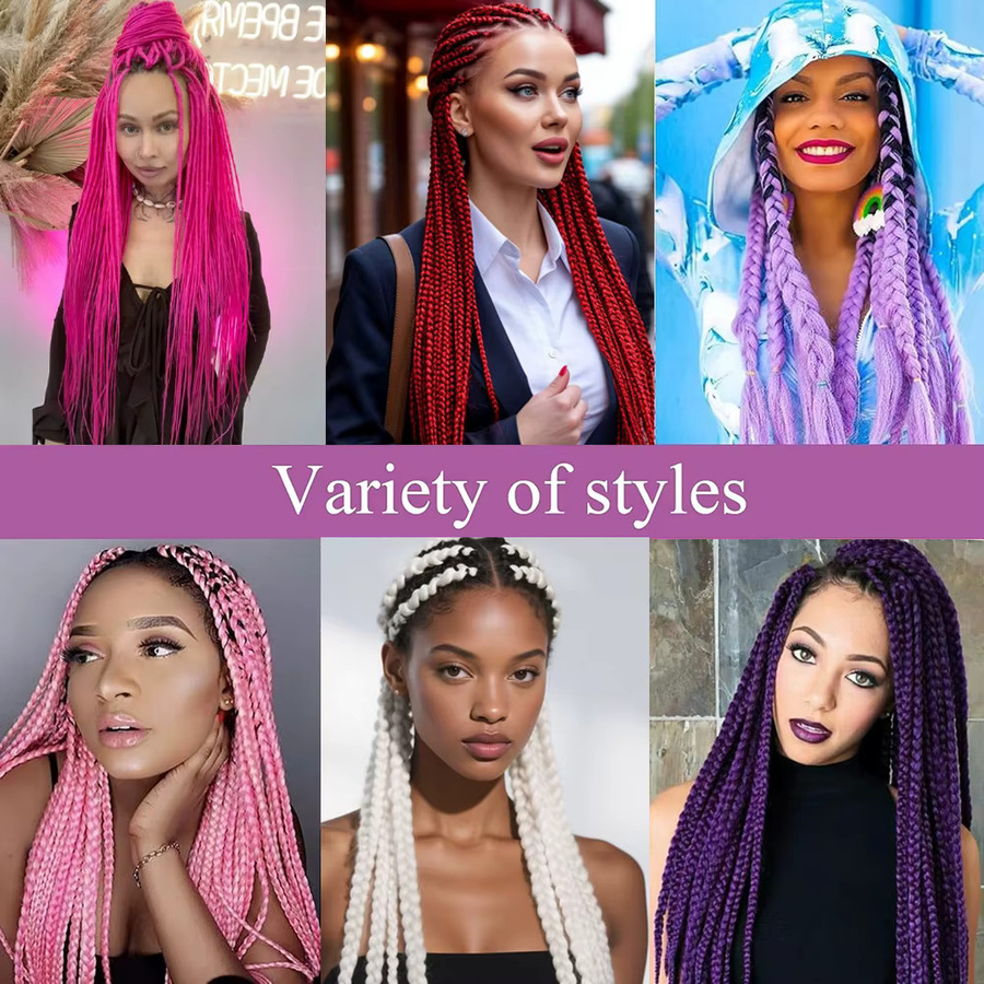 Refeeny Jumbo Braiding Hair Extensions, 24 Zoll, 5 Packungen, Damen - Bild 5