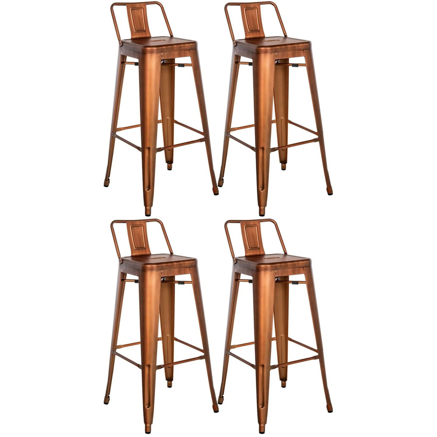 4er Set Barhocker DELUKE LEKEL im Industrial-Stil aus Metall, Farbe Kupfer, B/T/H: 44 x 43 x 96 cm - Bild 2