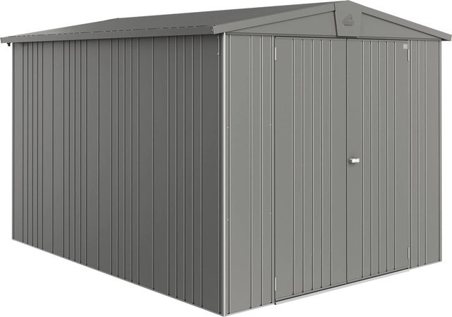Biohort Gerätehaus Europa aus Metall in Quarzgrau-Metallic mit Satteldach und Doppeltür, B/H/T: 244 x 203 x 300 cm - Bild 1