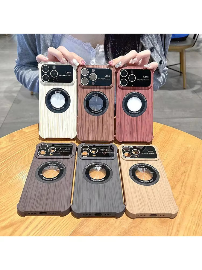Stoßfeste Handyhülle mit Holzmaserung und Objektivschutz für iPhone 15 Pro Max, iPhone 13 Pro Max, iPhone 12 und iPhone 11 in Braun - Bild 6