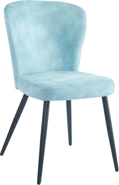 Mömax Stuhl Lynn in Blau mit Samtbezug und Metallgestell - Bild 1