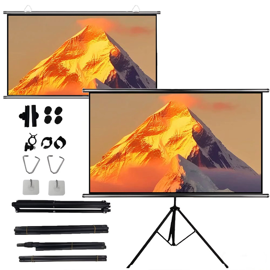 XIAOHUI 4K Projektionsbildschirm mit Ständer, faltbar, weiß, 16:9 Format, 84 bis 120 Zoll für Heimkino drinnen und draußen - Bild 5