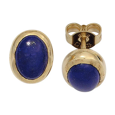 Colfem Ohrstecker oval, 585 Gelbgold, Lapislazuli, blau - Bild 1