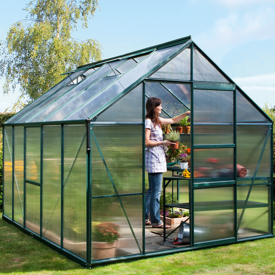 Vitavia Gewächshaus Meridian 8300 in Smaragdgrün mit Polycarbonat-Verglasung und Schiebetür, 8,3 m² - Bild 3