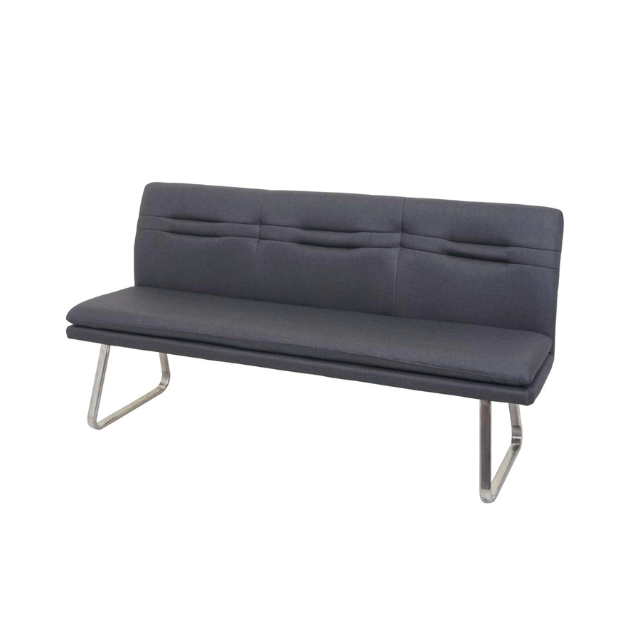 BERLINLODGE Sitzbank Modern in Grau mit Rückenlehne aus Stoff und Edelstahl Gebürstet B/T/H: 180 x 90 x 59 cm, Sitzhöhe: 49 cm - Bild 2