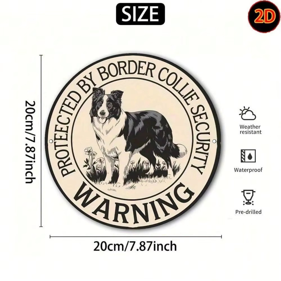 Vintage Border Collie Metallschild CIFBUY Aluminium Wandkunst Beige Retro Deko für Heim und Outdoor - Bild 3