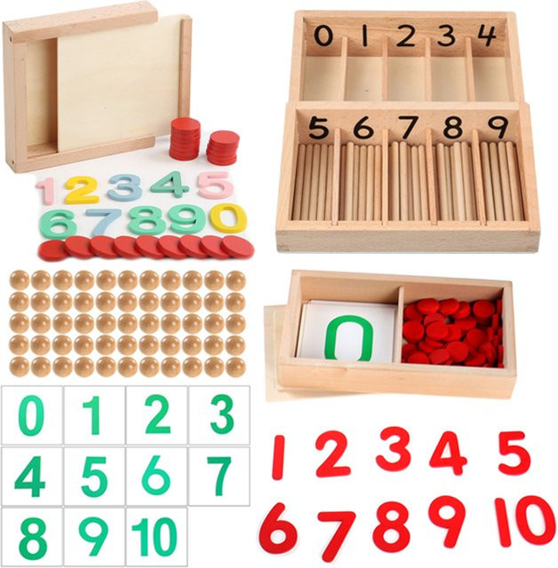 Brozebra Zählen Box Mathematik Montessori, Holz Zähler, Lernspielzeug - Bild 1