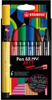 STABILO Fasermaler Pen 68 MAX ARTY Set mit 6 Stück in Mehrfarben und Keilspitze - Bild 1