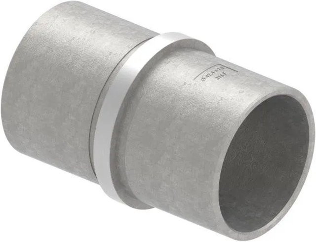 FeNau Rohrverbinder aus V4A Edelstahl für Rohre mit Durchmesser 42,4 mm und Wandstärke 2,0 mm, Länge 65 mm, mit Mittelsteg, Farbe Silber - Bild 1