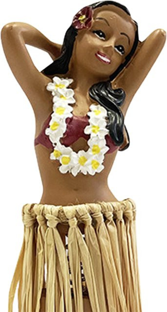 Hawaiianisches tanzendes Mädchen als Wackelkopf-Puppe mit Gitarre, bunte Dekoration aus Harz für dein Auto oder Zuhause - Bild 1