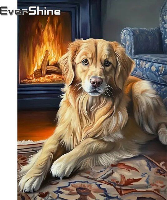 Evershine DIY Diamantmalerei Hund Motiv mit Acryl-Strass-Steinen als Mosaik-Handwerk Set B/H/T: 30 x 20 x 20 cm - Bild 1