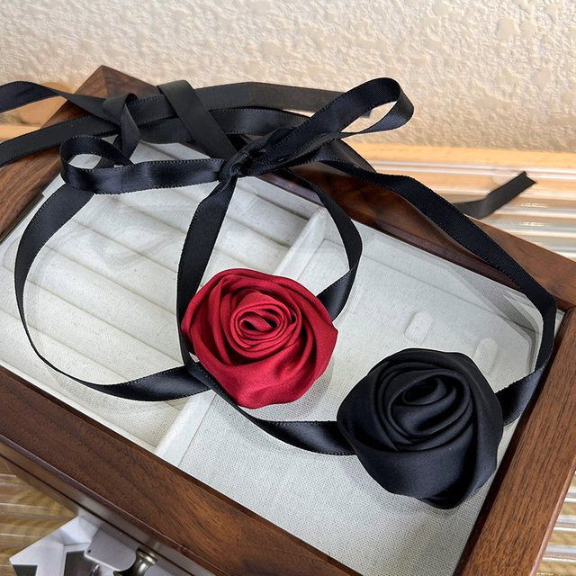 MISSNICE Halskette, Rose, Samt Choker, Schwarz, Unisex - Bild 1