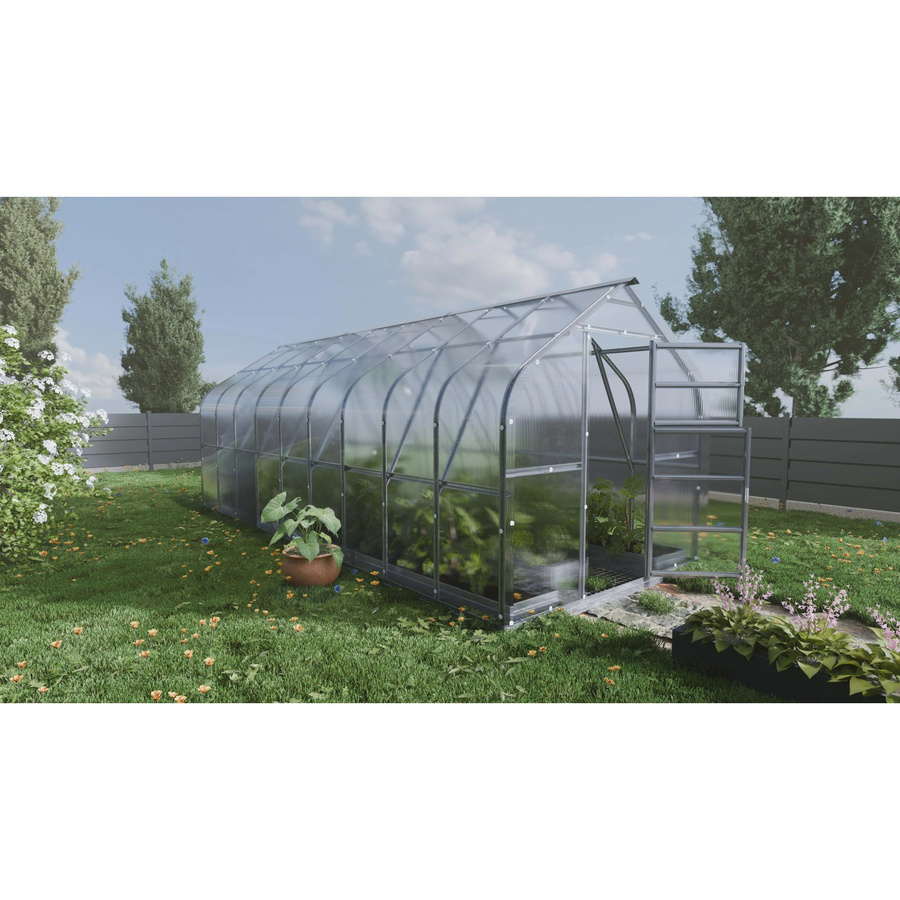 Klasika Gewächshaus Standart mit 15m² Fläche, 6 mm Polycarbonatabdeckung und 3 Dachfenstern, B: 6 m, T: 2,5 m, H: 2,5 m, transparent - Bild 2