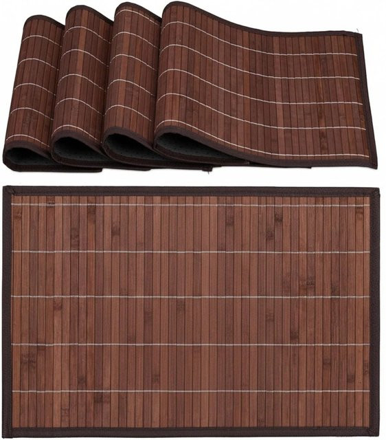 Relaxdays Tischset 4er Set aus Bambus in Braun, rutschfest, B/T/H: 45 x 30 x 0,3 cm - Bild 1