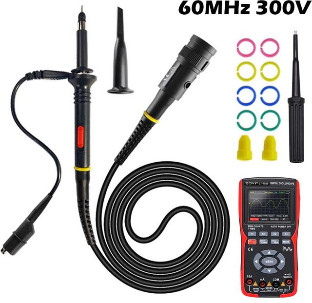 Mayitr Oszilloskop-Sonden-Kit 60 MHz 1X 10X in Schwarz, Hochpräzises Messleitungen-Zubehör für ZT703S - Bild 1