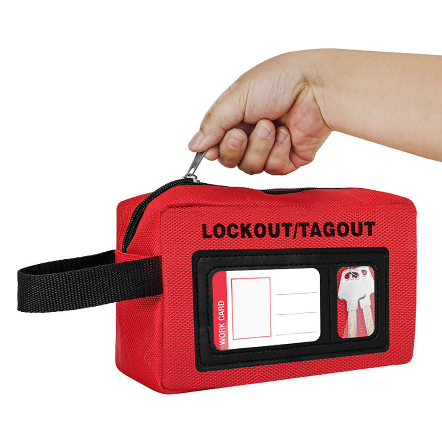 VGEBY Lockout Tagout Aufbewahrungstasche aus Polyester in Rot mit großem Fassungsvermögen und Klettverschluss, B/T/H: 20,0 x 12,0 x 8,0 cm - Bild 6