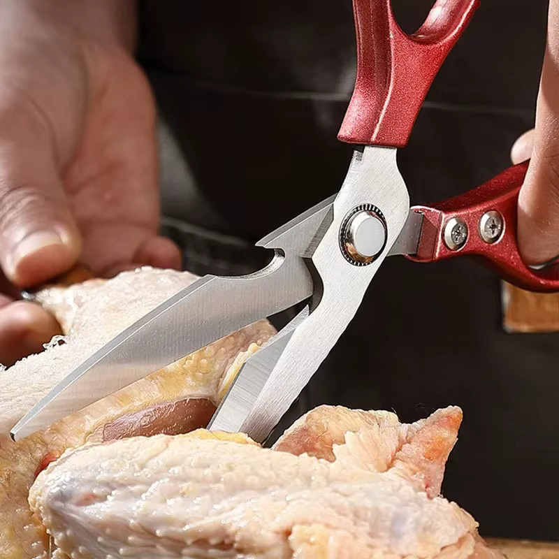 GuanQi Geflügelschere aus Edelstahl in Rot für Fleisch und Knochen - Bild 3