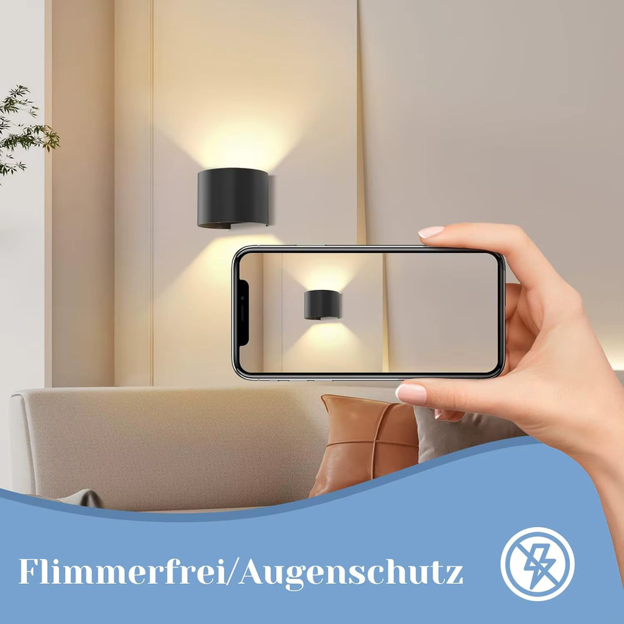 LED Up Down Wandleuchte Schwarz IP65 Wasserdicht mit 5W Warmweiß 3000K für Außen und Innen - Bild 3