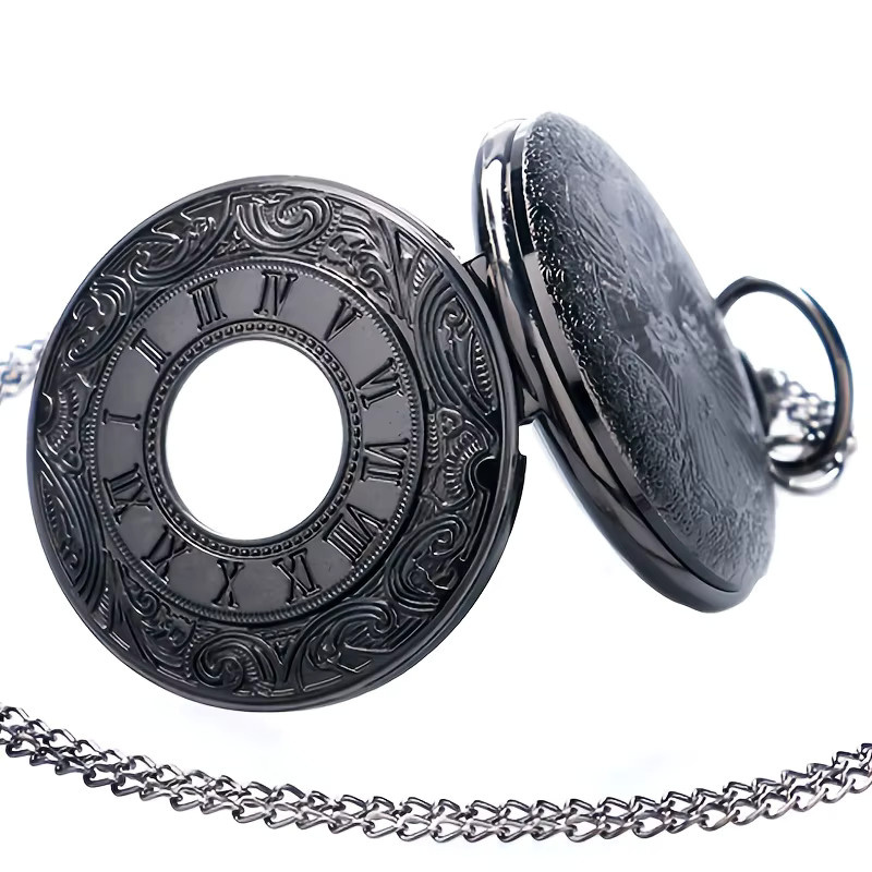 JBAILI Taschenuhr Halskette, Anhänger, Quarz, Schwarz, Unisex - Bild 3