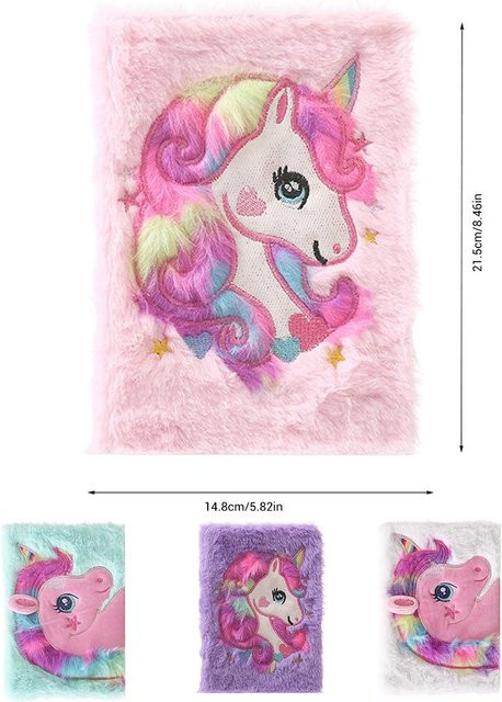 Flauschiges Plüsch-Notizbuch von Fishine in Pink für Kinder und Studenten - Bild 1