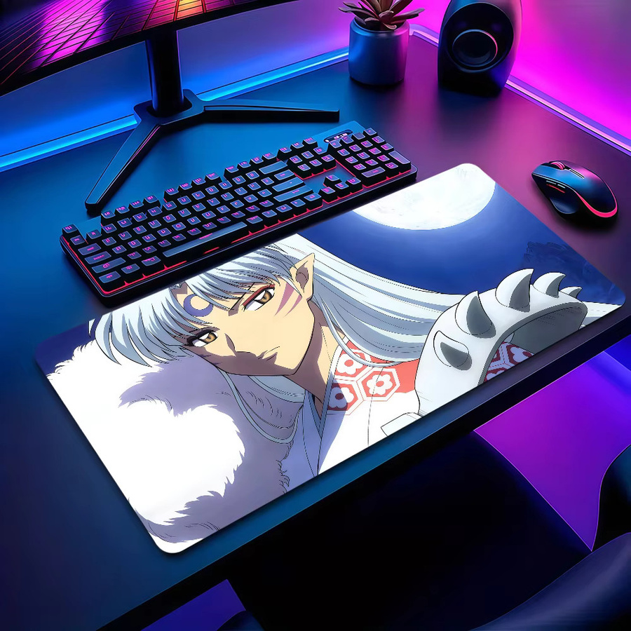 Großes Gaming-Mauspad Inuyasha Kikyo Yashahime Design, rutschfest mit Lockedge, mehrfarbig - Bild 4